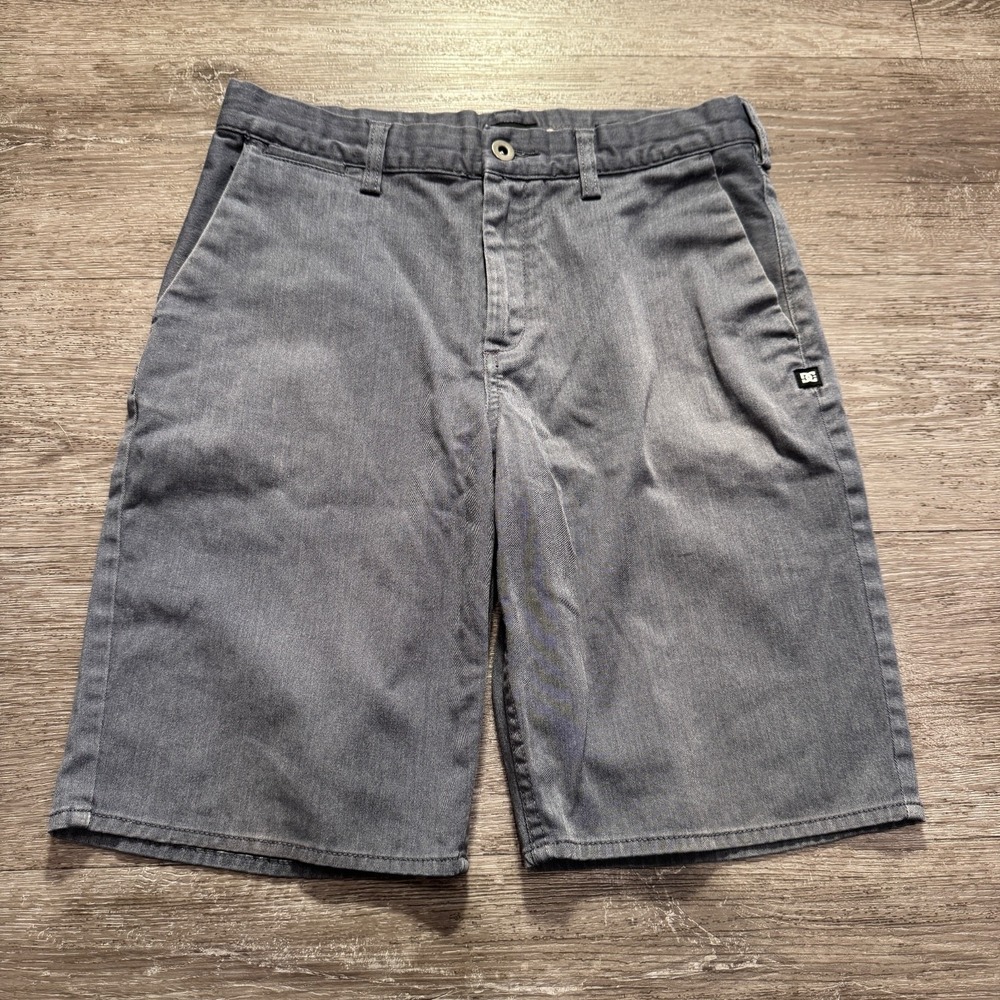 DC Shorts Mens 30 Gray Slim Chino‎ Flat Front Zip Fly Skate Skater 9" Outdoor